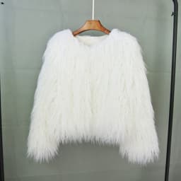 Women's Fur Coat Colorful Furry Pink Lamb Wool Faux Fur Coat Female Shaggy Sheepskin Coat Winter Artificial Fur Jacket