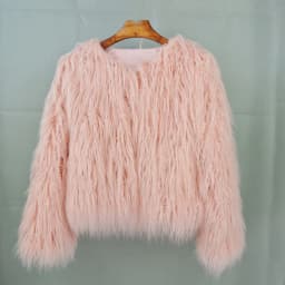 Women's Fur Coat Colorful Furry Pink Lamb Wool Faux Fur Coat Female Shaggy Sheepskin Coat Winter Artificial Fur Jacket
