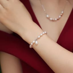 Real Natural White Freshwater Pearl Bracelet Women,Cute 925 Silver Pearl Strand Bracelet Ladies Wife Mother Birthday Gift White