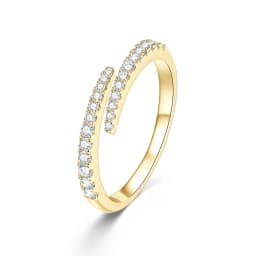 Lnngy Certified Moissanite Opening Ring for Women Girls Sparkling Lab Diamond Half Eternity Wedding Ring Adjustable Jewelry Gift