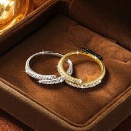 Lnngy Certified Moissanite Opening Ring for Women Girls Sparkling Lab Diamond Half Eternity Wedding Ring Adjustable Jewelry Gift