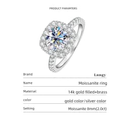 Lnngy Certified Round Cut Moissanite Halo Engagement Ring for Women Sparkling Lab Diamond Wedding Band Jewelry Gift