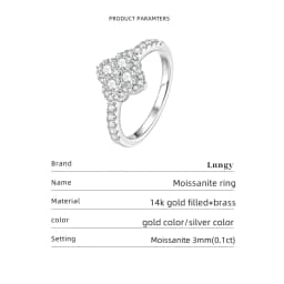 Lnngy Certified Round Cut Moissanite Halo Engagement Ring for Women Sparkling Lab Diamond Wedding Band Jewelry Gift
