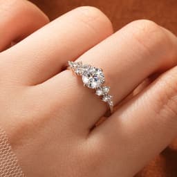 Lnngy Certified Round Cut Moissanite Halo Engagement Ring for Women Sparkling Lab Diamond Wedding Band Jewelry Gift