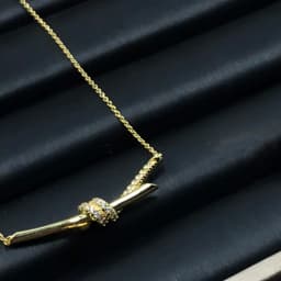 Electroplated 18K Gold Knot with Diamond Necklace for Women, High-End Jewelry Gift