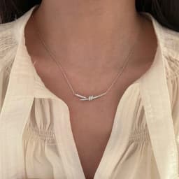 Electroplated 18K Gold Knot with Diamond Necklace for Women, High-End Jewelry Gift