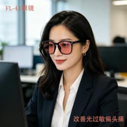 SHINU FL41 Tinted Glasses FL-41 Migraine Glasses Block 480-520nm Blue Green Light Anti Photophobia Tint Color Sunglasses Women