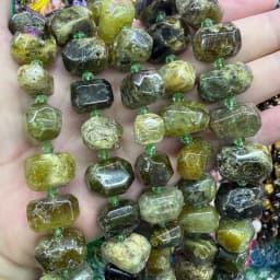 Natural White Moonlight Stone Handmade Lrregular Green Garnet Faceted Loose For Jewelry Making DIY Necklace Bracelet 15''13-18mm