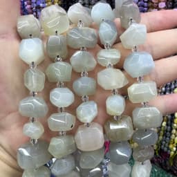 Natural White Moonlight Stone Handmade Lrregular Green Garnet Faceted Loose For Jewelry Making DIY Necklace Bracelet 15''13-18mm
