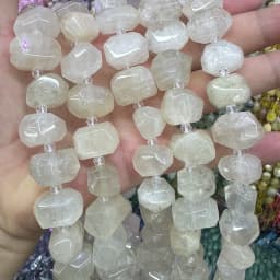 Natural White Moonlight Stone Handmade Lrregular Green Garnet Faceted Loose For Jewelry Making DIY Necklace Bracelet 15''13-18mm