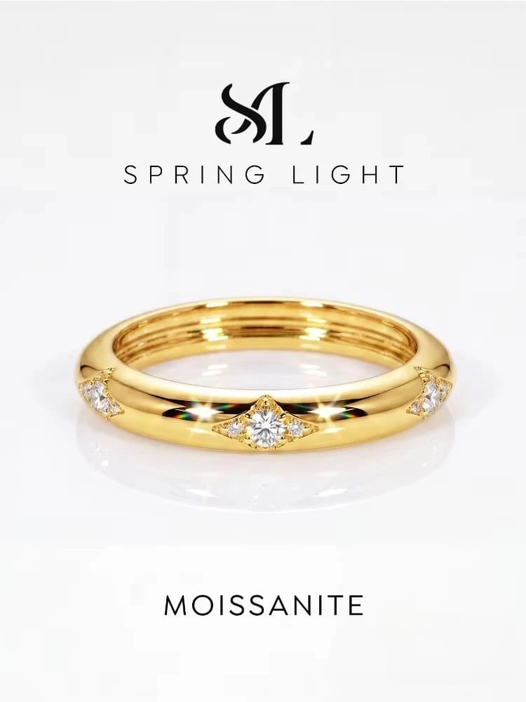 Fashion Shiny Real Round Moissanite Diamond Wedding Rings for Women Anniversary Party High Quality Jewelry Gift