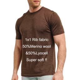 Men's Superfine Merino Wool T-Shirt Base Layer Wicking Breathable Quick Dry Anti-Odor No-itch Comfortable Fit Size