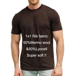 Men's Superfine Merino Wool T-Shirt Base Layer Wicking Breathable Quick Dry Anti-Odor No-itch Comfortable Fit Size