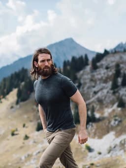 Men's Superfine Merino Wool T-Shirt Base Layer Wicking Breathable Quick Dry Anti-Odor No-itch Comfortable Fit Size