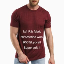 Men's Superfine Merino Wool T-Shirt Base Layer Wicking Breathable Quick Dry Anti-Odor No-itch Comfortable Fit Size
