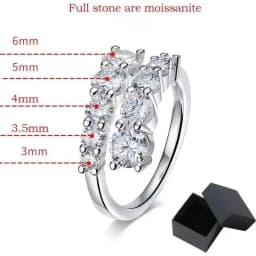 10 Gems Full Moissanite Rings for Women Sparkling Flawless Lab Created Diamond Wedding Band S925 Sterling Silver Jewelry