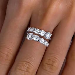 10 Gems Full Moissanite Rings for Women Sparkling Flawless Lab Created Diamond Wedding Band S925 Sterling Silver Jewelry