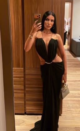 Elegant Deep V Spaghetti Strap Maxi Dress Women Metal Ring Cut Out Waist Ruched Backless Buckle Dinner Gown Party Holiday Outfit