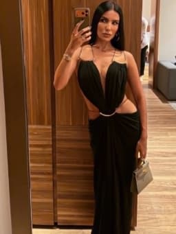 Elegant Deep V Spaghetti Strap Maxi Dress Women Metal Ring Cut Out Waist Ruched Backless Buckle Dinner Gown Party Holiday Outfit