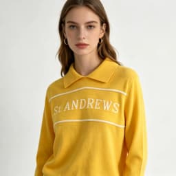 Ladies Polo-neck Knitted Embroidered Sweater Academic Style Casual Pullover Luxury Brand Design Fashionable Golf Knitted Shirt