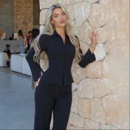 Women Two Piece Suit Set Long Sleeve Fitted Peplum Blazer High Waist Flared Trousers Commuter Business Casual Matching Outfits