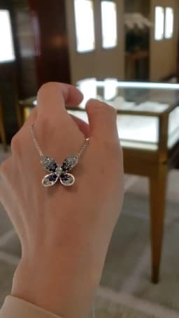 Butterfly Pendant 925 Silver Colorful 5A Zircon Crystal Wing Women's Necklace Double Layer Chain Dainty Valentine's Jewelry Gift