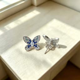 Butterfly Pendant 925 Silver Colorful 5A Zircon Crystal Wing Women's Necklace Double Layer Chain Dainty Valentine's Jewelry Gift