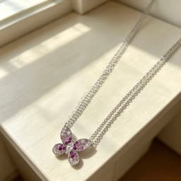 Butterfly Pendant 925 Silver Colorful 5A Zircon Crystal Wing Women's Necklace Double Layer Chain Dainty Valentine's Jewelry Gift