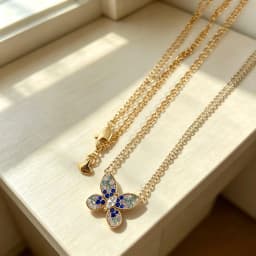 Butterfly Pendant 925 Silver Colorful 5A Zircon Crystal Wing Women's Necklace Double Layer Chain Dainty Valentine's Jewelry Gift