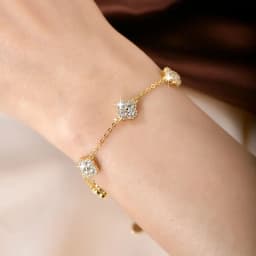 OXTAO Luxury Moissanite Bracelet Silver/Gold Color D VVS1 for Women Four-leaf Flower Clover Bracelet Engagement Wedding Jewelry