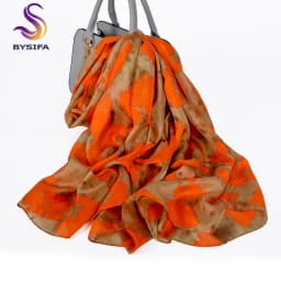 2016 Winter Fashion Women's Scarf Hot Sale Mulberry Silk Scarves Shawl Female Long Silk Scarf Blue and Coffee 180*110cm
