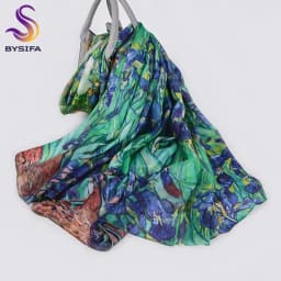 2016 Winter Fashion Women's Scarf Hot Sale Mulberry Silk Scarves Shawl Female Long Silk Scarf Blue and Coffee 180*110cm