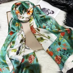 2016 Winter Fashion Women's Scarf Hot Sale Mulberry Silk Scarves Shawl Female Long Silk Scarf Blue and Coffee 180*110cm