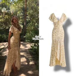 Suninbox Summer Elegant Floral Lace V-Neck Dress Ruffle Sleeve Tie Front Long Dress Garden Party Wedding Guest women