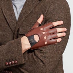Spring Male100% Pure Real Leather Half Finger Thin Gloves Man Genuine Sheepskin Red/Brown/Blue Driving Riding Luvas Guantes