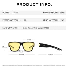 CAPONI Night Vision Men Sunglasses HUD Anti Glare Photochromic Day and Night Use Outdoor Driving Frame Cover Goggles BSYS36703