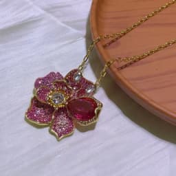 Su Flower Necklace Pink Yellow Fine Gifts for Women Y-shaped Necklace Adjustable High-Quality Fine Crystal Zircon Jewelry
