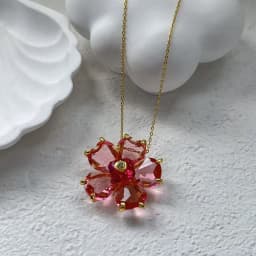 Su Flower Necklace Pink Yellow Fine Gifts for Women Y-shaped Necklace Adjustable High-Quality Fine Crystal Zircon Jewelry