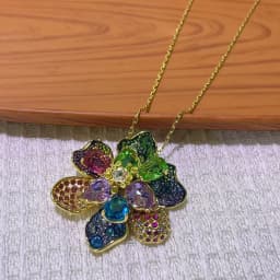 Su Flower Necklace Pink Yellow Fine Gifts for Women Y-shaped Necklace Adjustable High-Quality Fine Crystal Zircon Jewelry
