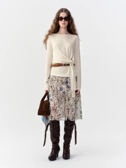DUSHU 2026 Autumn Leopard Print Ruffled Midi Skirt Women Custom A-Line Chiffon Half Skirt Elegant Casual Skirt Special Irregular