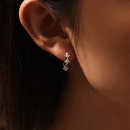 MODIAN Dazzling Moissanite Ear Buckle 925 Sterling Silver Four Leaf Clover Swing Lab Diamond Hoop Earrings For Women Jewelry