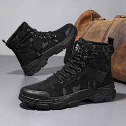 High-Top Work Boots, Outdoor Wear-Resistant Thick-Soled Boots, Versatile Casual Short Boots for Men and Women, Non-Slip Height-Increasing Desert Boots