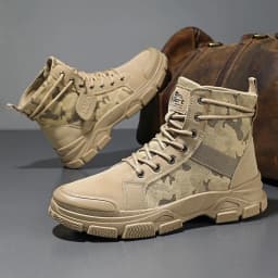 High-Top Work Boots, Outdoor Wear-Resistant Thick-Soled Boots, Versatile Casual Short Boots for Men and Women, Non-Slip Height-Increasing Desert Boots