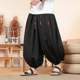Plus Size 8XL Pants Men Summer Ice Silk Thin Lantern Pants Men Fashion Loose Breathable Casual Comfortable Wide Leg Trousers Men