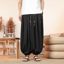 Plus Size 8XL Pants Men Summer Ice Silk Thin Lantern Pants Men Fashion Loose Breathable Casual Comfortable Wide Leg Trousers Men