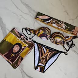 Classic Women's Headband Scarf Swimsuits with Letter Signature Logo Sexy Bikini Sets Beachwear Swimwear