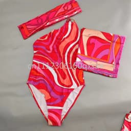 Classic Women's Headband Scarf Swimsuits with Letter Signature Logo Sexy Bikini Sets Beachwear Swimwear