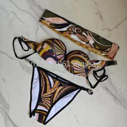 Classic Women's Headband Scarf Swimsuits with Letter Signature Logo Sexy Bikini Sets Beachwear Swimwear