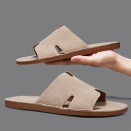 Men's Summer Casual Slip-On Sandals Breathable Outdoor Beach Shoes Large Size Comfortable Suede Leather Outdoor Men's Slippers