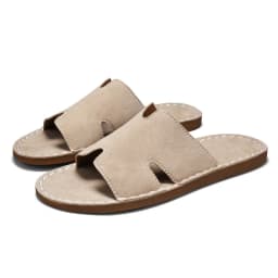 Men's Summer Casual Slip-On Sandals Breathable Outdoor Beach Shoes Large Size Comfortable Suede Leather Outdoor Men's Slippers
